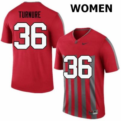 Women's Ohio State Buckeyes #36 Zach Turnure Throwback Nike NCAA College Football Jersey Special ABB4344GM